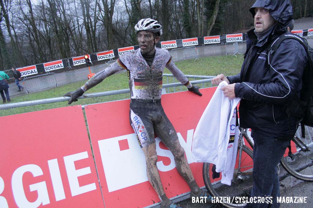 Philipp Walsleben could not hold off Lars van der Haar in the end. © Bart Hazen / Cyclocross Magazine