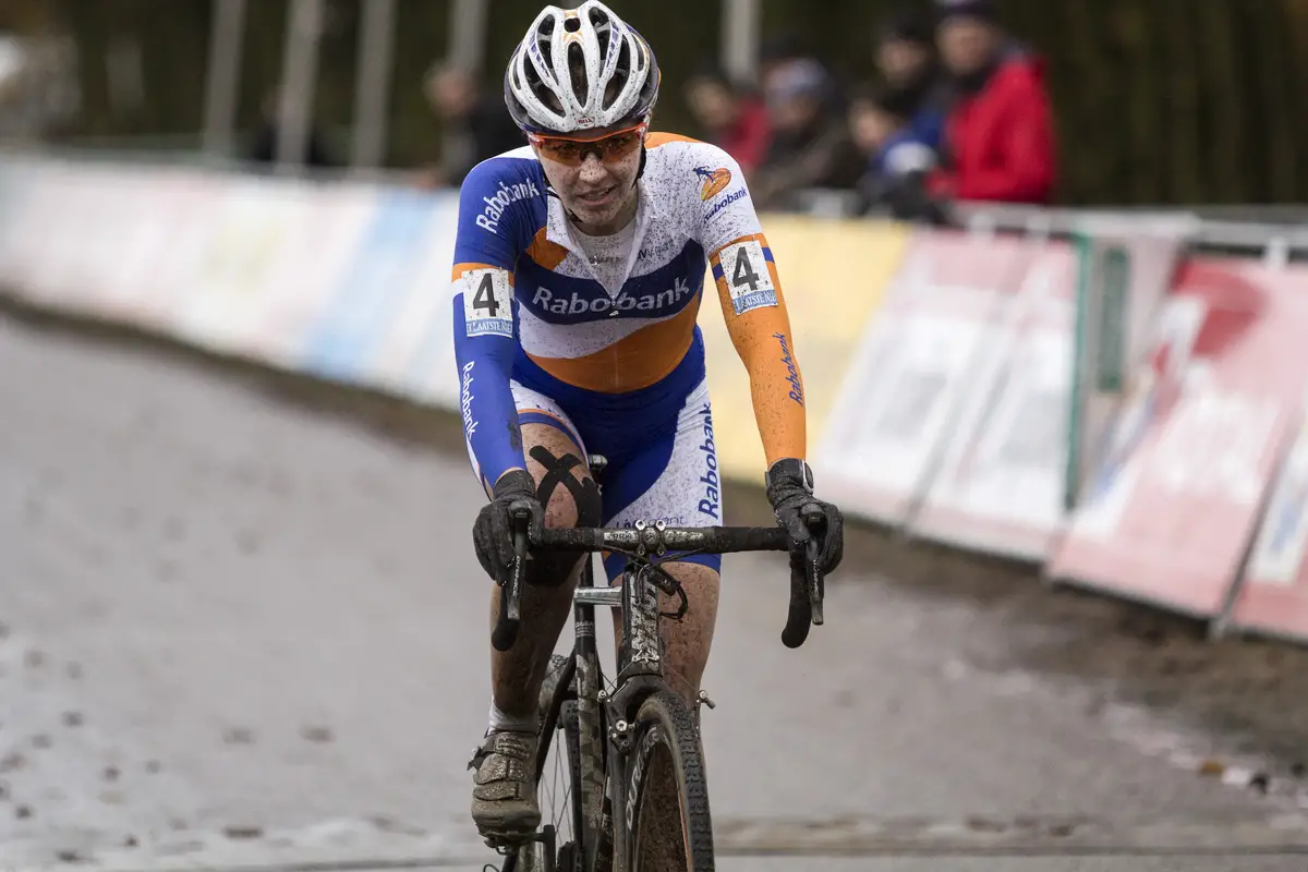 Sabrina Stultens, happy with her third place finish at Gieten. © Thomas van Bracht