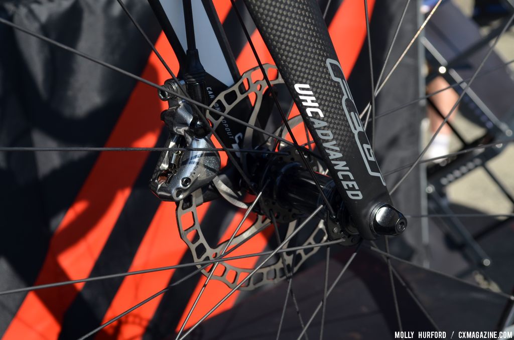 The rotors are specially made to keep from overheating 2014 Felt F2X at Sea Otter 2013. © Cyclocross Magazine