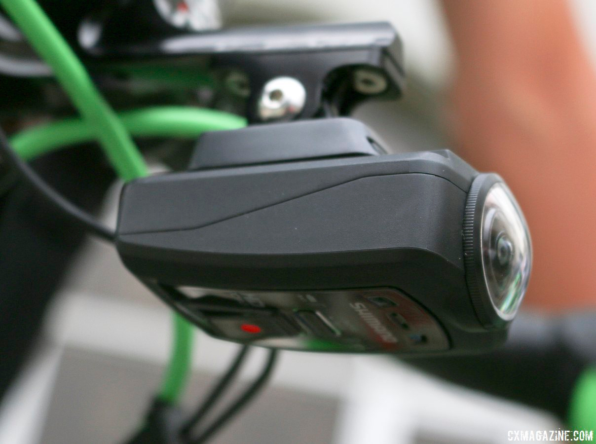 Shimano\'s new cycling POV camera, on a Japanese rider\'s bike. Will we see video from the race? 2014 Qiansen Trophy cyclocross race, China. Â© Cyclocross Magazine