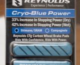 Reynolds new Cryo-Blue pads are said to offer significant improvements in braking power in both wet and dry conditions on Reynolds rims. $70 for two wheels. Winter Press Camp 2014. © Cyclocross Magazine