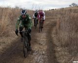 JT Fountain leads Bradford and Kapius into the barriers. © Cyclocross Magazine