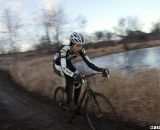 Aaron Bradford has a big lead after his barrier-hopping attack on the last lap. © Cyclocross Magazine