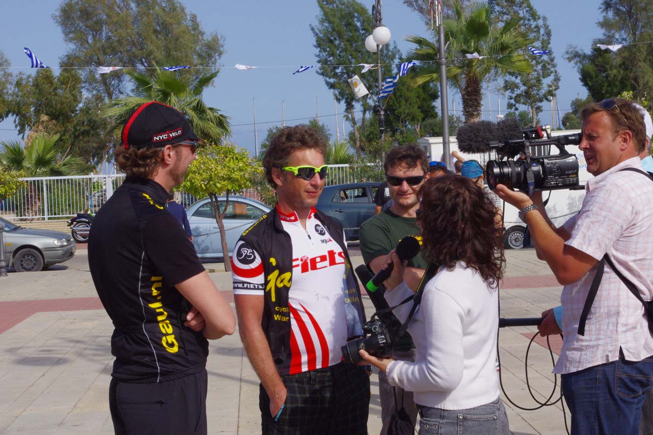 Het Netherlands team - 2nd place finisher of stage 4 Rodrick De Munnik being interviewed. ? Jonas Bruffaerts