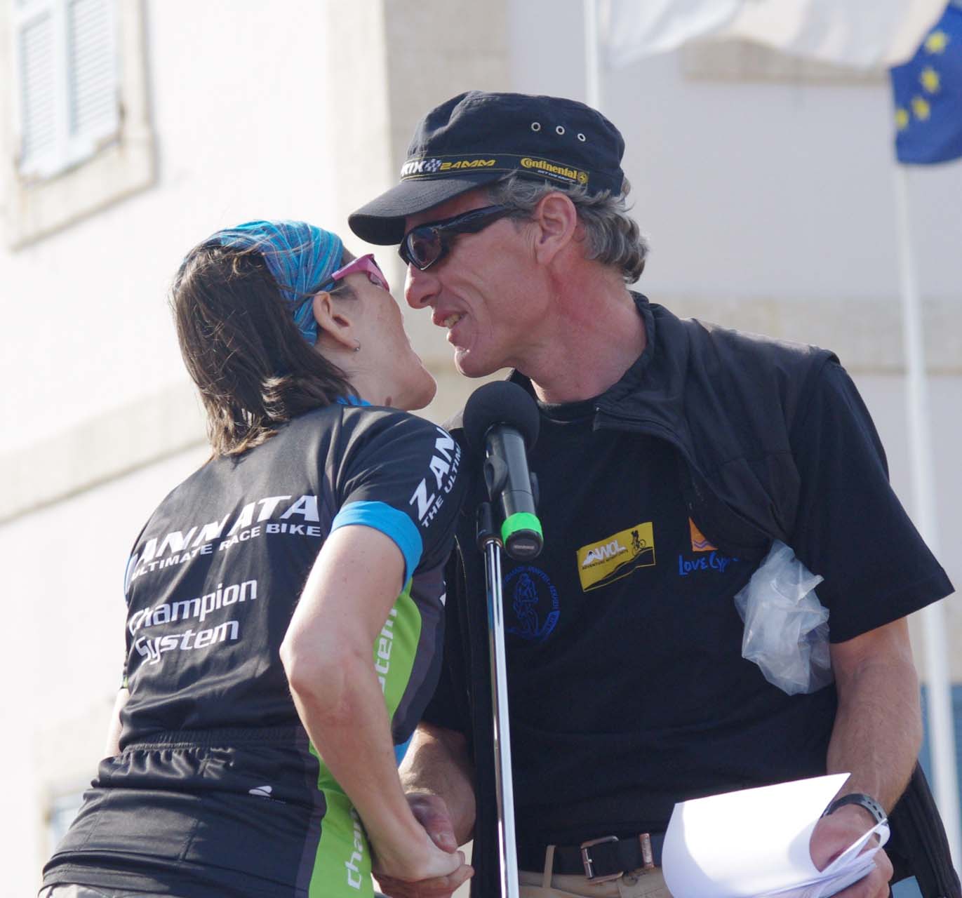 Christine collecting kisses from Thomas Wegm?ller. ? Jonas Bruffaerts