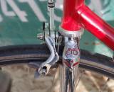 Modern brakes grace a vintage Eddy Merckx bike. ? Jonas Bruffaerts 