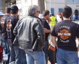 The motorcycle riders show their brand preference. ? Jonas Bruffaerts