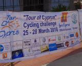 Tour of Cyprus sponsorship banner. ? Jonas Bruffaerts