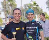 Vardaros with her new friend Ioannou Marios who finished as highest ranked Cyprus rider. ? Jonas Bruffaerts