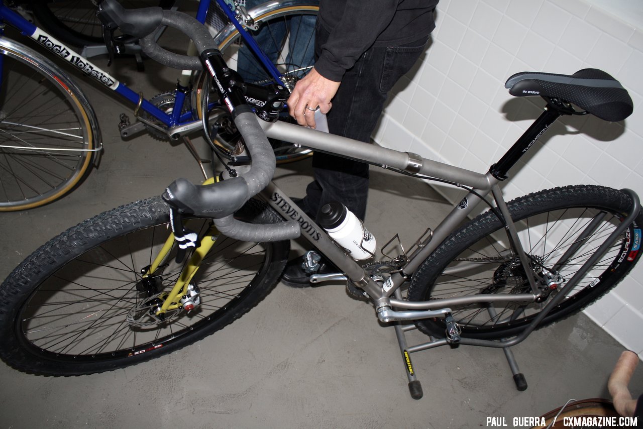Steve Potts showed off this titanium monster cross bike with disc brakes. © Paul Guerra