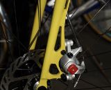 A close-up of the Steve Potts disc brake fork. © Paul Guerra