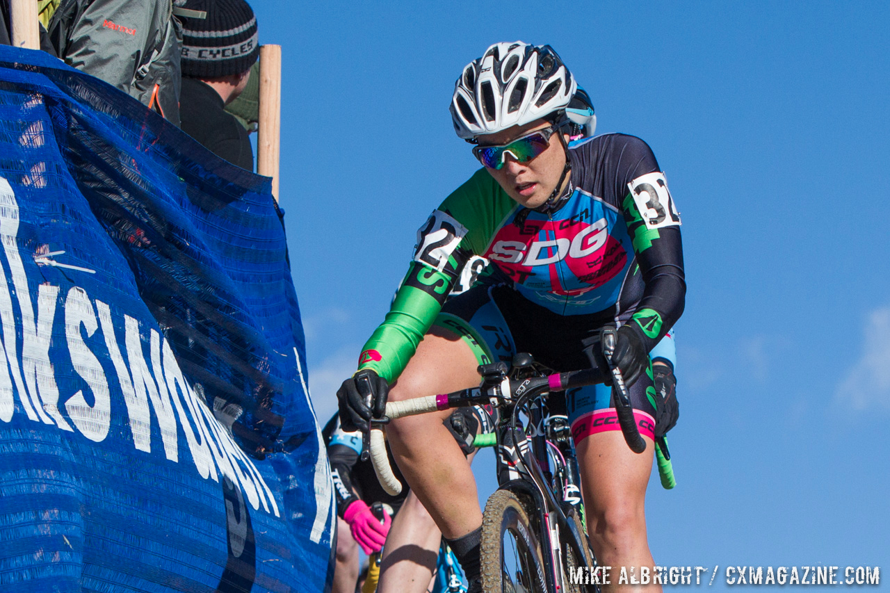 Amanda Nauman (SDG / Felt) races the 2014 USAC Cyclocross National Championships.  Nauman finished 13th