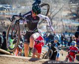 Kaitlin Antonneau rides a nasty off-camber portion of the 2014 USAC Cyclocross National Championships.  Antonneau finished 7th.