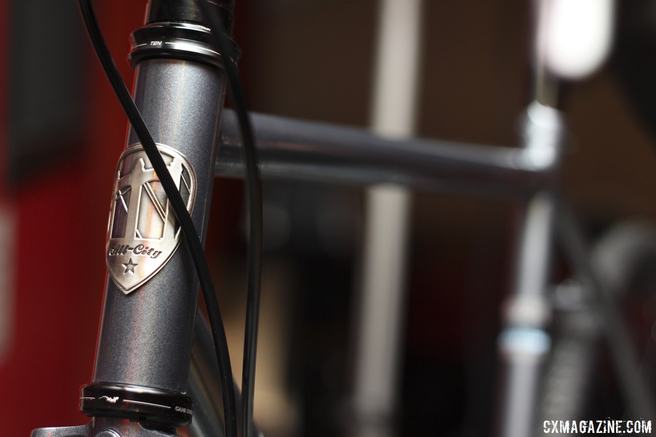 All-City Cycles\' Reynolds 853 Macho King will also come in gray with a SRAM 11-speed build (Rival 11?), Hayes CX Expert mechanical disc brakes, and Stan\'s NoTubes Iron Cross rims mated to Velocity hubs. $2700. © Cyclocross Magazine