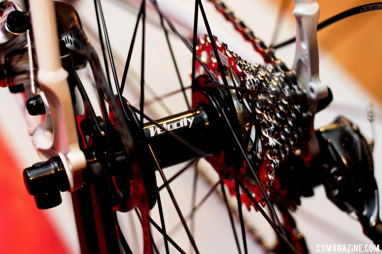 All-City Cycles uses Velocity hubs paired with NoTubes Iron Cross rims on both the Macho King and Macho King Limited, saying the Velocity hubs meet their standards and match their fixed gear background. © Cyclocross Magazine