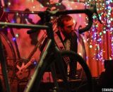 Jeff Frane, the brand manager and mastermind behind All-City Cycles, multi-tasking with DJing and showing off the new cyclocross bikes. © Cyclocross Magazine