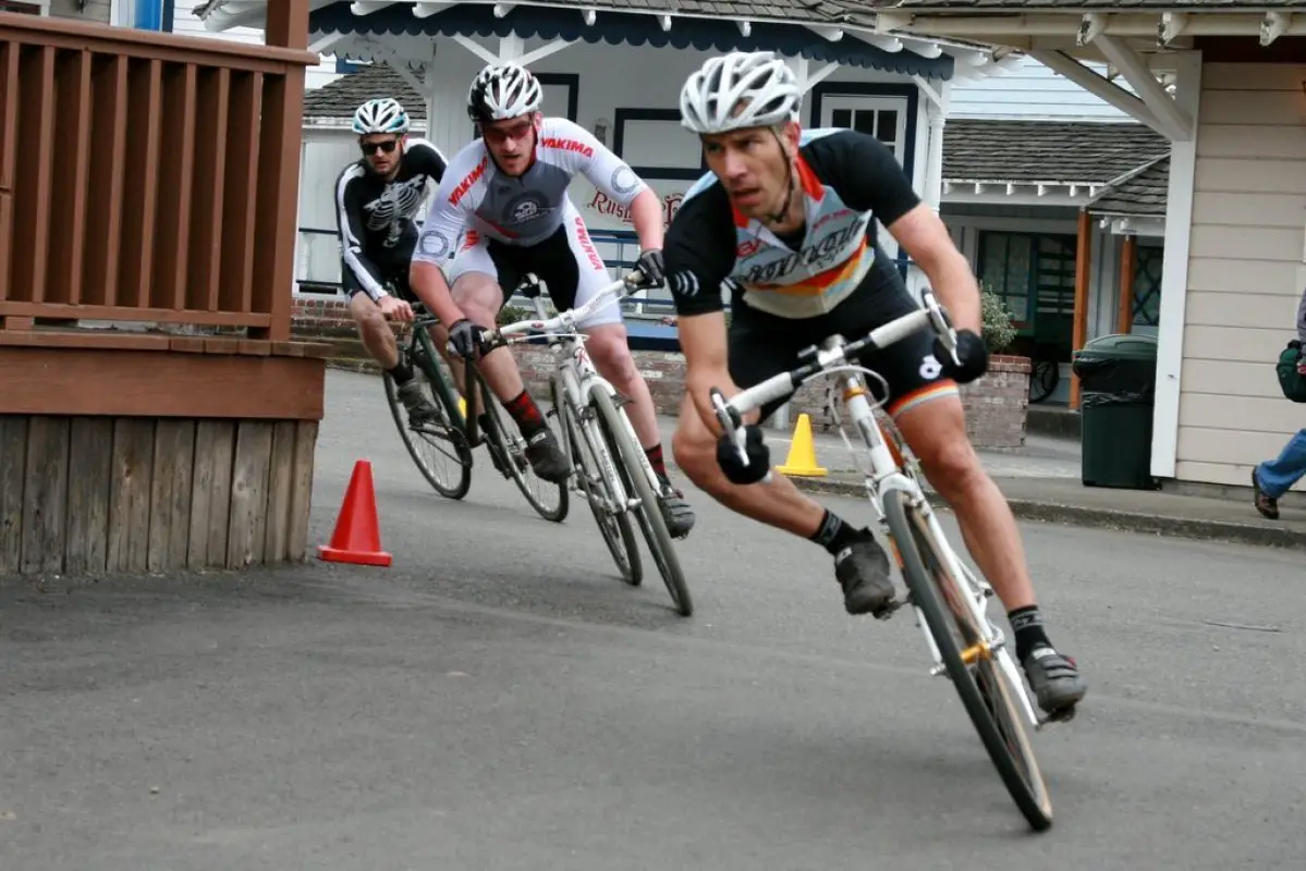 The race course wound through a mock-western town