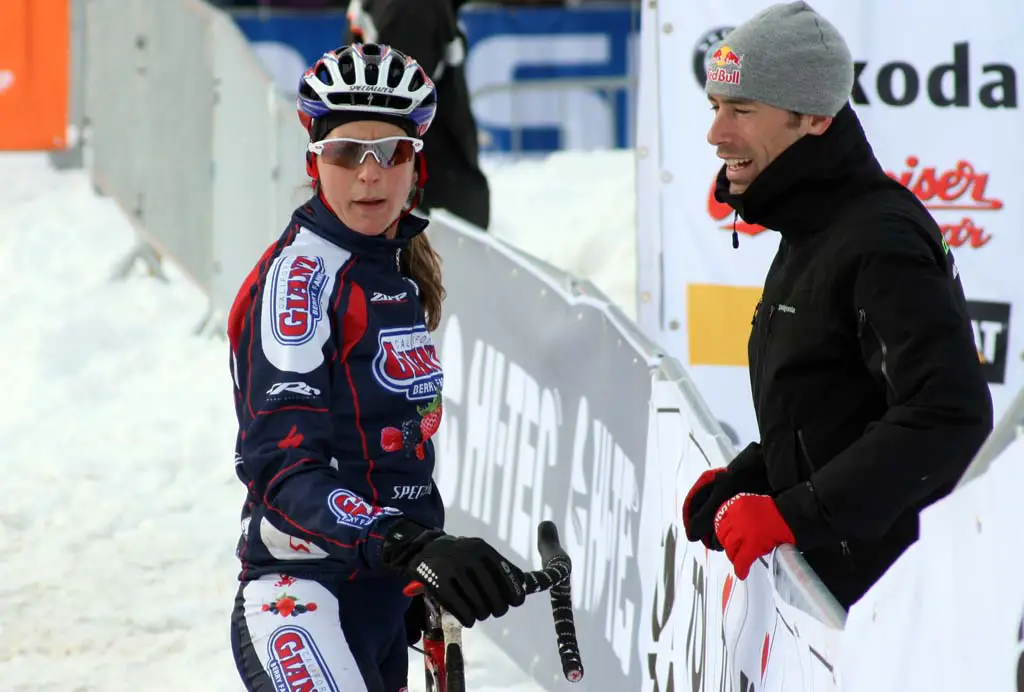 Meredith Miller discusses the course with Tim Johnson ? Bart Hazen