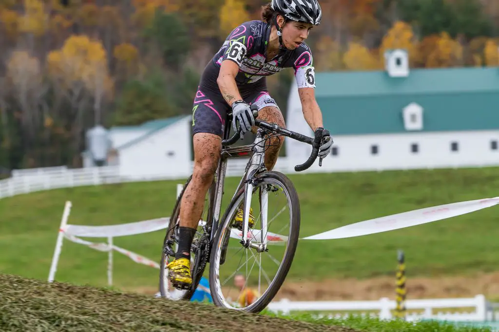 Anna Barensfeld of Pedal Power Training concentrates on a tough corner. © Todd Prekaski