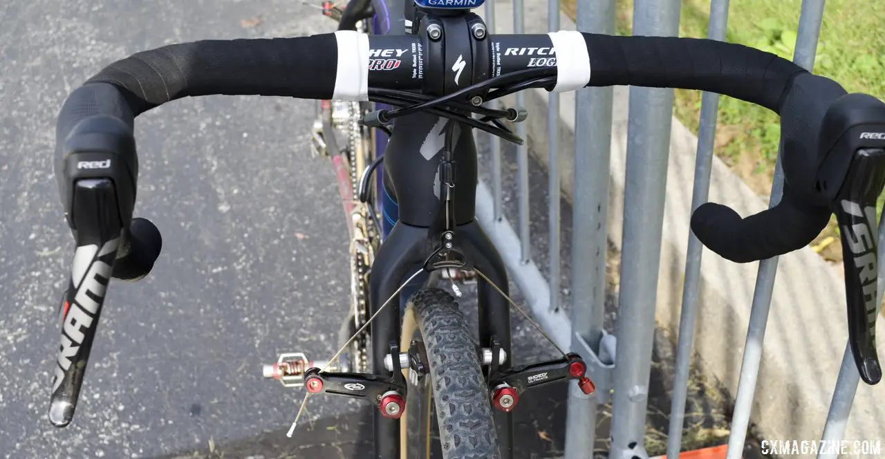 Arley Kemmerer prefers Ritchey Logic Pro handlebars despite plenty of Specialized options. © Cyclocross Magazine