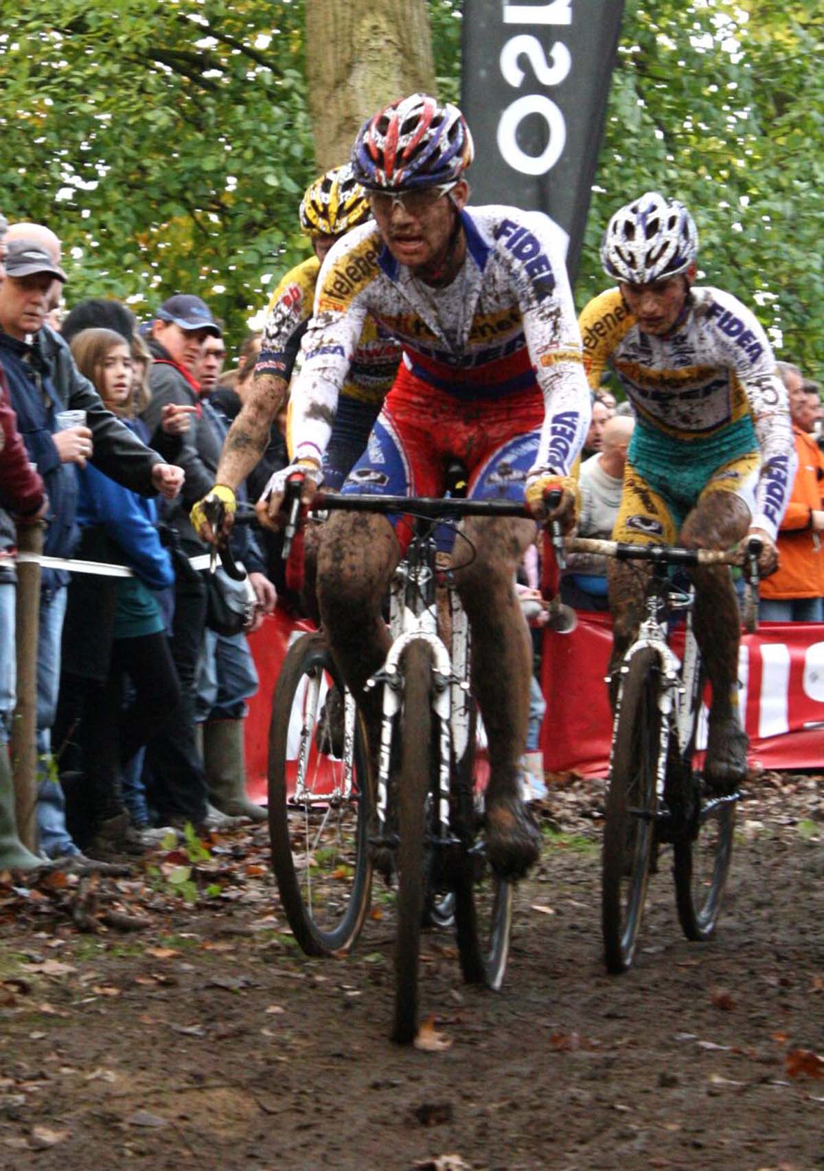 Stybar leads Vantornout and Pauwels in an early part of the race. ? Dan Seaton