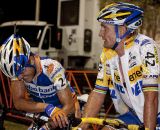 Bart Wellens and Bart Aernouts discuss the night's hot, humid racing. © Cyclocross Magazine