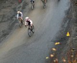 Megan Chinburg and Tina Brubaker lead the women down the pavement © Dave Roth