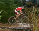 Sheppard on the course&#039;s wooden bridge © Dave Roth