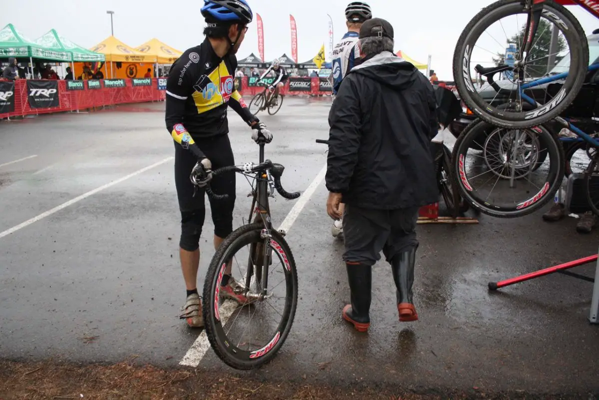 The pits were extremely busy throughout the day. Cyclocross Magazine\'s Andrew Yee pays his third visit to them. © Paul Guerra