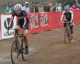 Devon Haskel (Bike Station Aptos) held off Kerry Barnholt (Scott / Ritchey) to win the women's race. © Cyclocross Magazine