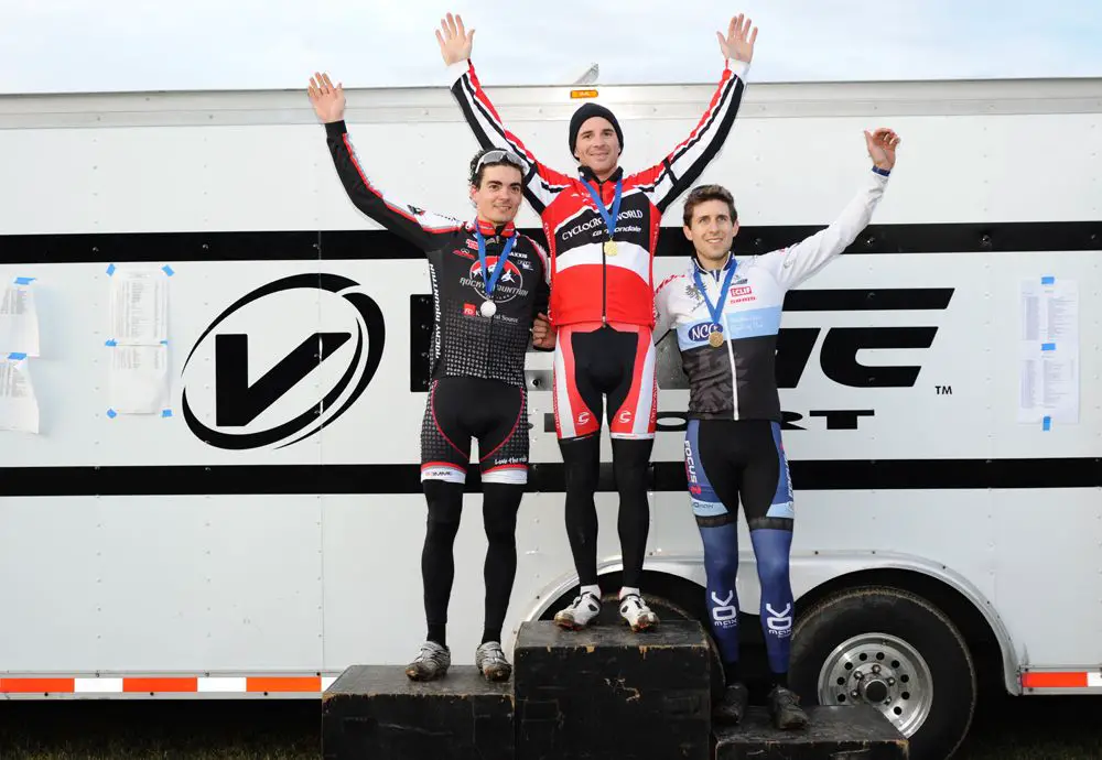 The Men’s Podium (L to R): Gagne, McNicholas, Durrin © Natalia Boltukhova | Pedal Power Photography | 2011