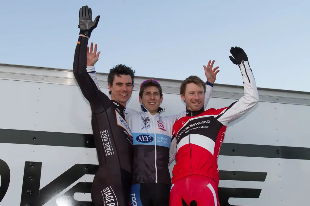 The Elite Men\'s podium: Milne, Garrigan, Durrin. © Todd Prekaski