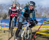 Rebecca Wellons leads Vickie Monahan (Exposition Wheelmen) and Lori Cookie (Cycle Lodge) through a tight corner. © Todd Prekaski