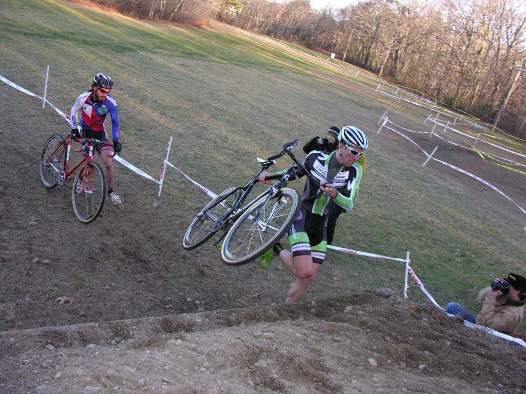Powers and Timmerman over the Horse Vault. Baystate Cyclocross, Day 1. ? Paul Weiss 