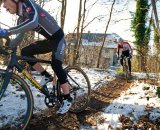 Junior National Champion Jeff Bahnson leading Bjorn Fox early in the race.