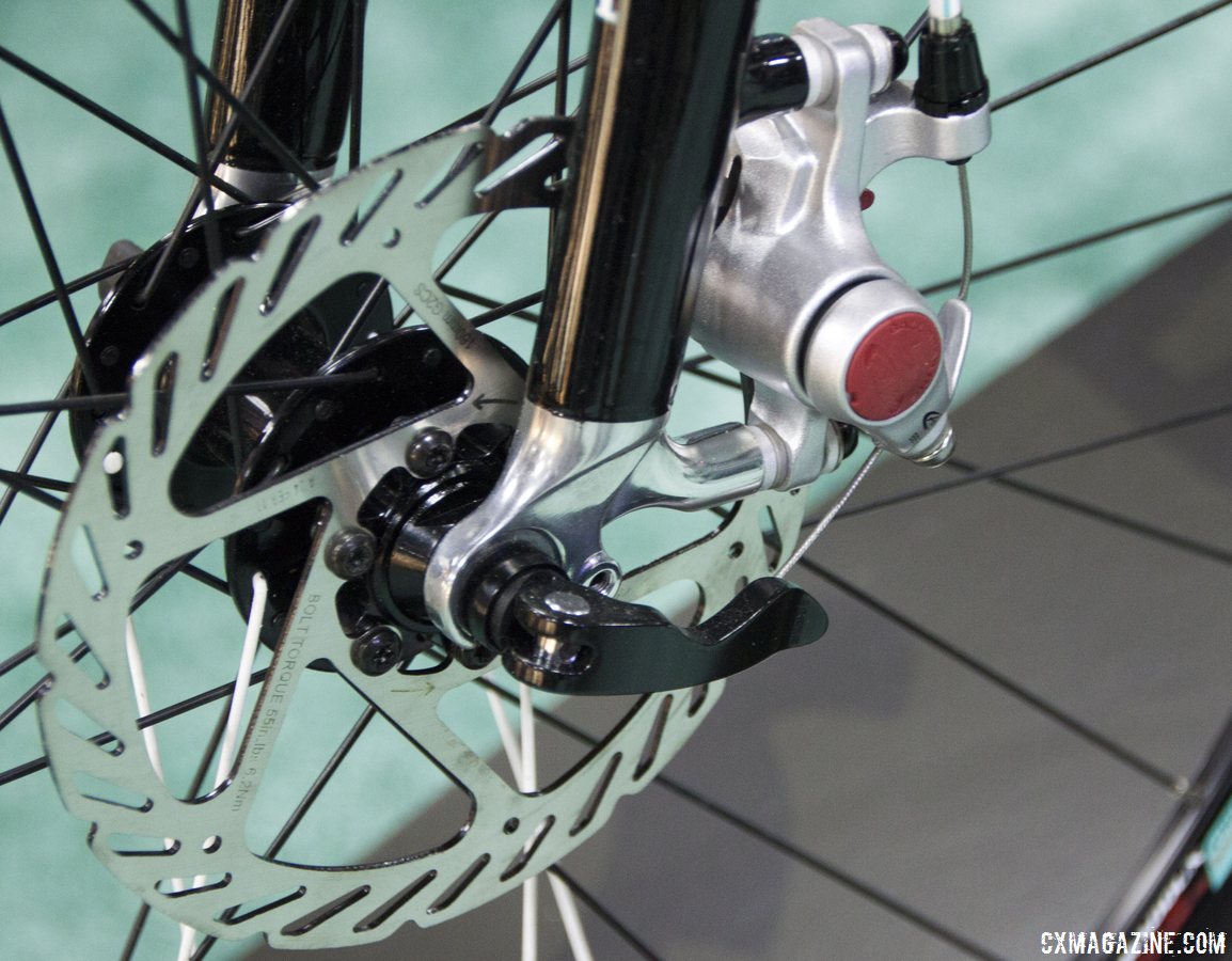 Avid BB5 mechanical disc brakes on the Bianchi 2014 Zurigo. © Cyclocross Magazine