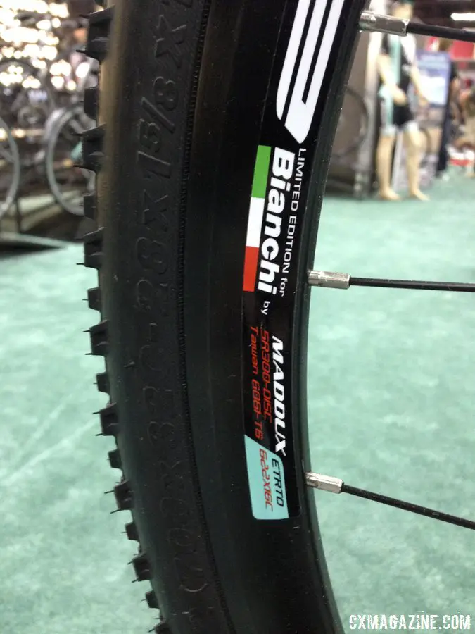 Bianchi turns to Maddux disc wheels and Kenda rubber for the 2014 Zurigo. © Cyclocross Magazine