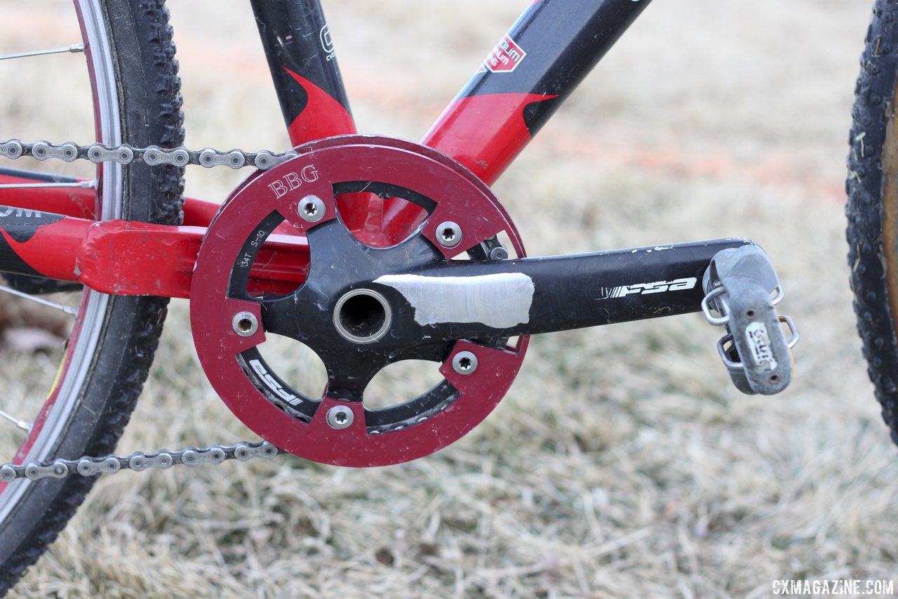 BBG bashguards sandwich the single 34 tooth chainring to ensure it stays in place. © Cyclocross Magazine