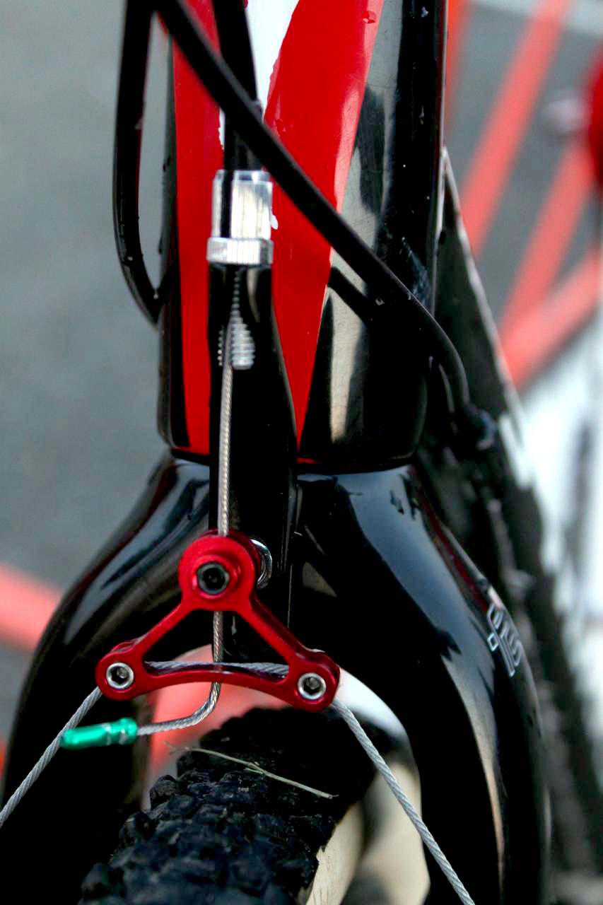 The fork mounted cable hanger should help reduce fork shudder. ? Cyclocross Magazine