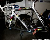 Before Specialized gave Stybar a bike, he was riding on his old Team bike painted with his own name. ©Christine Vardaros
