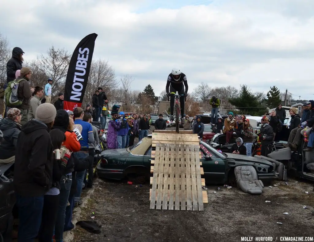 Catching minimal air at Bilenky Junkyard Cross. © Cyclocross Magazine