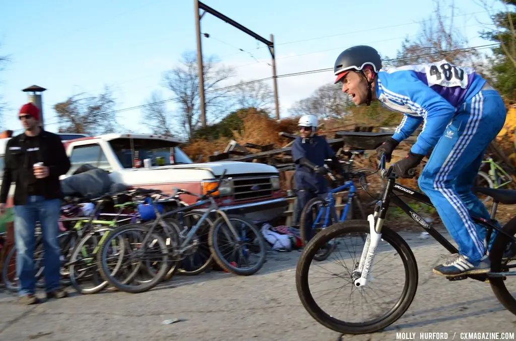 Dan Langlois, game face on and going for third in the Men\'s A race at Bilenky Junkyard Cross. © Cyclocross Magazine