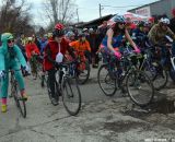 The (heavily costumed) women's start at Bilenky Junkyard Cross. © Cyclocross Magazine