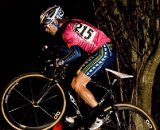 Steven Hunter, in the series leader's jersey, rides the steep climb © Mark Blackwelder