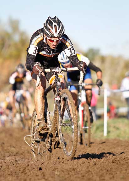 A muddy affair today on parts of the course, made for some good cyclo-cross racing. © 2011 Jody Grigg