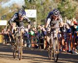 Tim Johnson and Geoff Kabush battle for 3rd and 4th place. Johnson would eventually nip Kabush on the line for 3rd place. © 2011 Jody Grigg