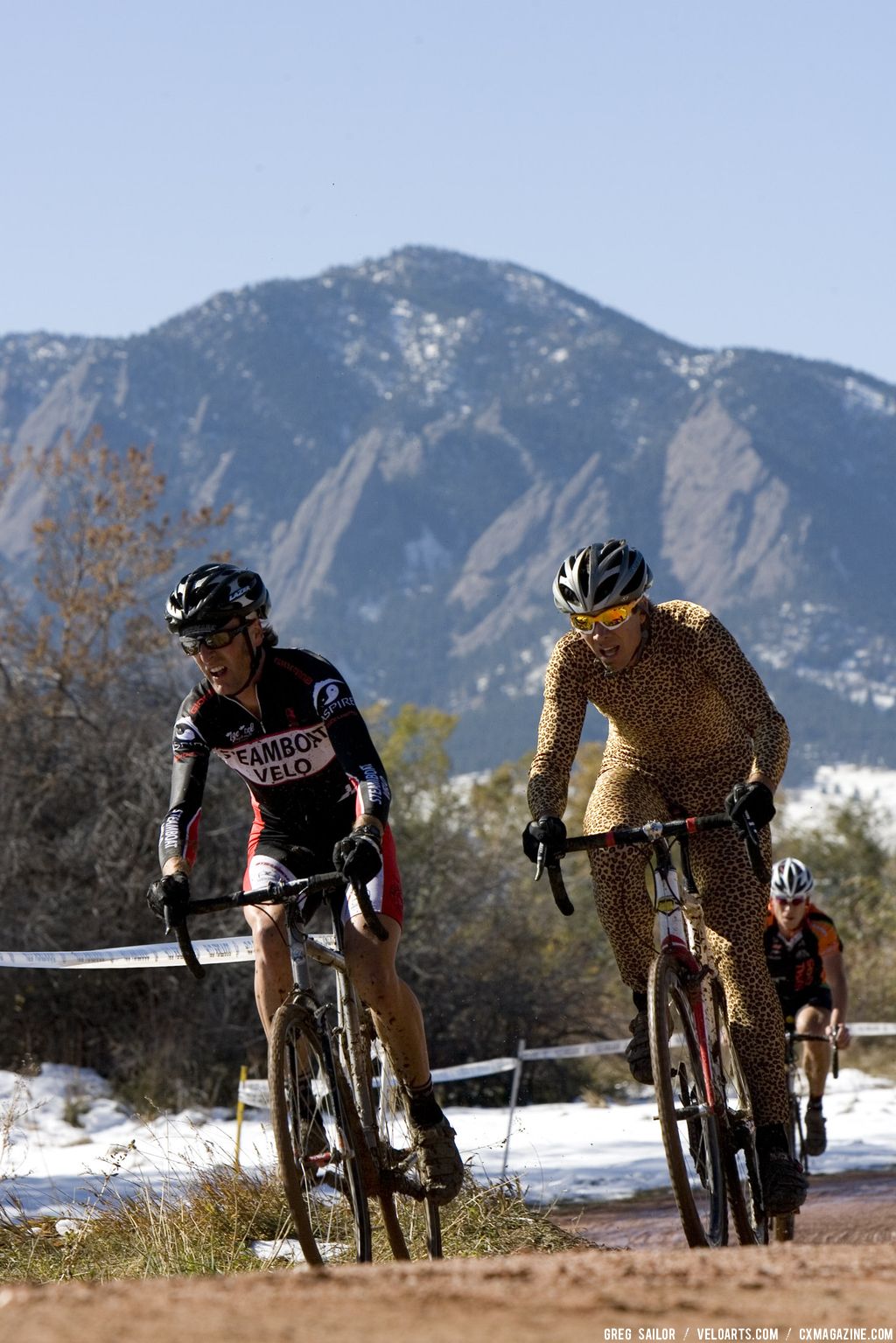 The front range of the Rockies formed the backdrop for riders on the course during the combined race of the Victory Circle Graphix Boulder Cup. © Greg Sailor - VeloArts.com