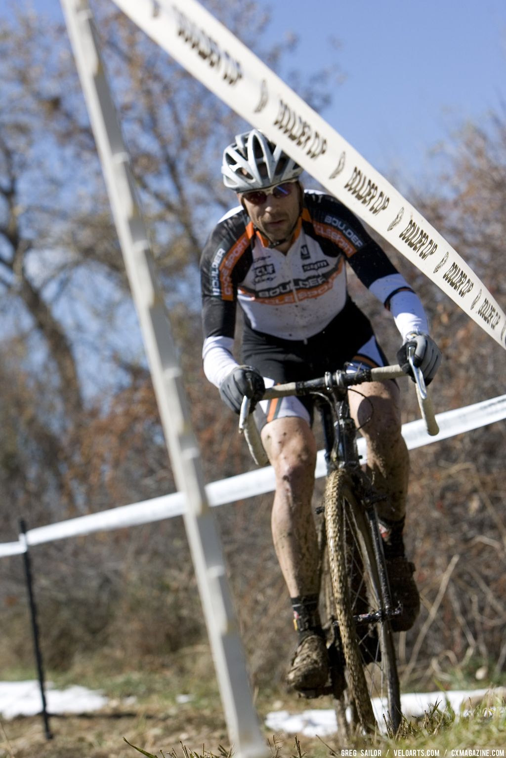 A rider is framed by tape during the combined race. © Greg Sailor - VeloArts.com