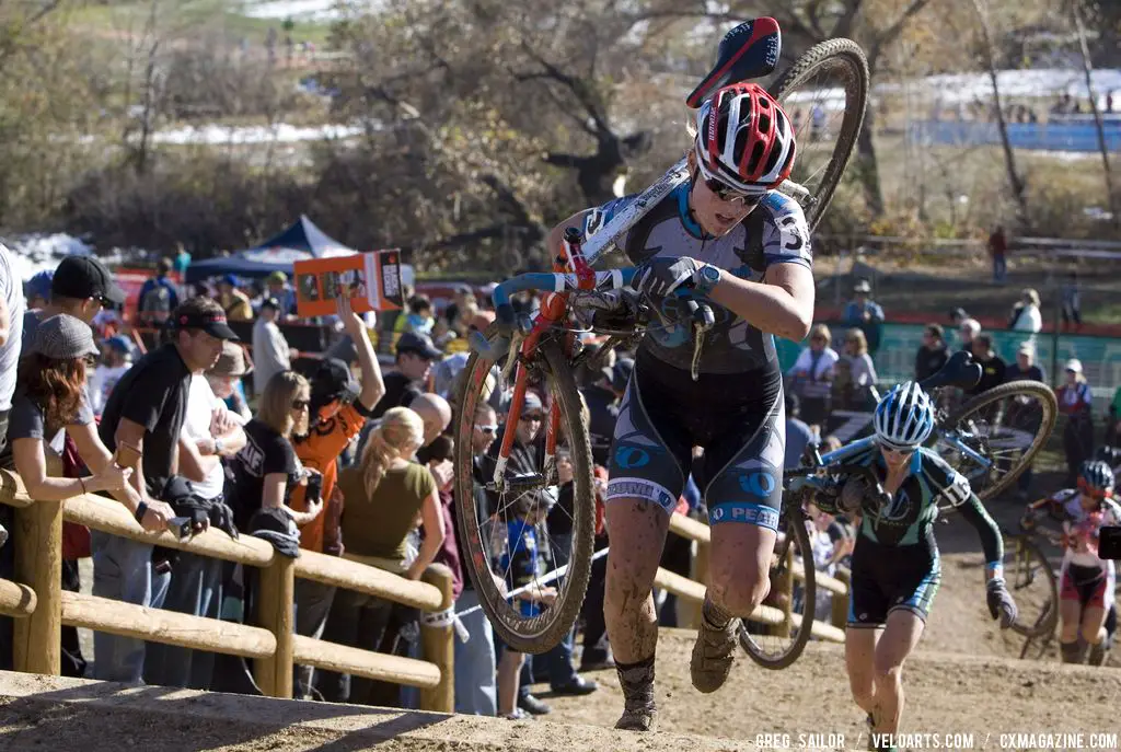 Women\'s Elite race winner Katie Compton on the steps. © Greg Sailor - VeloArts.com