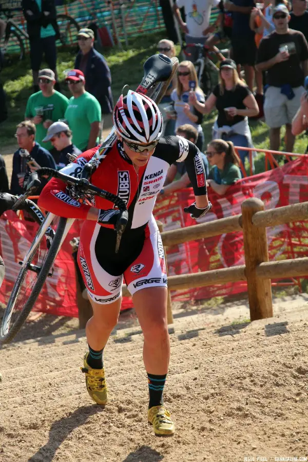 Heading up the steep steps at the Boulder Cup. © Jesse Pisel